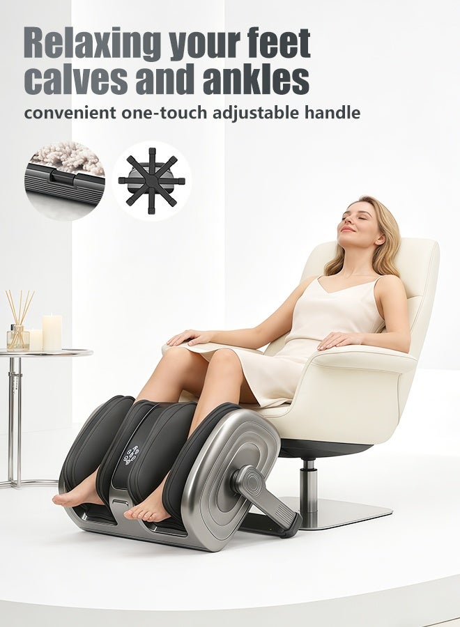 جهاز تدليك كهربائي للقدمين، جهاز تدليك متعدد الوظائف للساقين وعضلات الساق مع 3 أوضاع، مع إمكانية ضبط الحرارة والضغط، وحامل دوار 360 درجة، وشاشة LCD تعمل باللمس، وجهاز تحكم عن بعد للقدمين والساقين - Image 2